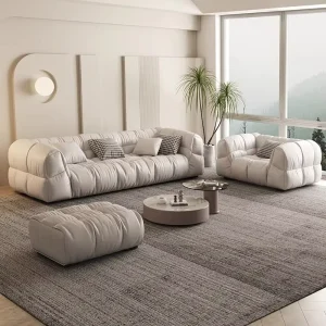 Modern Simplicity Three Seat Fabric Reclining Modular Sectional Sofa Set Wood Frame Legs Sponge Filled Villa Hotel Mall School