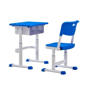 Modern Single Desk and Chair Set for Kids HDPE Plastic Primary School Classroom Furniture with Adjustable Feature