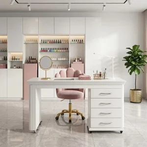 Modern Single Manicure Table with Dust Collector Storage for Nail Salon Nail Table