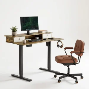 Modern Single Motor Ergonomic Durable Adjustable Steel Desk Drawers Standing Home Office Use Quiet Operation