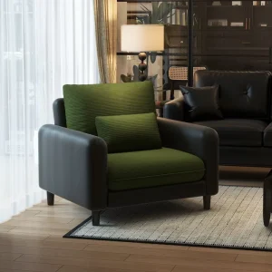 Modern Single Rice White Linen Sofa Chair Removable Cover Living Room Bedroom Apartment Hotel Office Home Accent Furniture