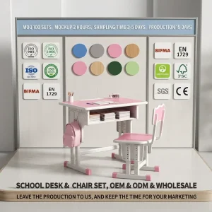 Modern Single Seater Metal School Desk and Chair Set for Primary School Students