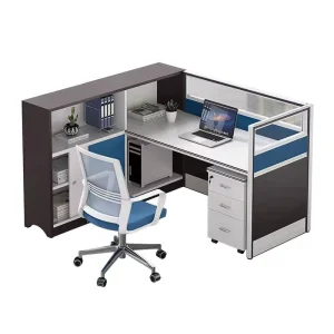 Modern Single Seater Office Workstation Wooden Computer Desk with Storage Cabinet Eco Friendly Durable Office Furniture