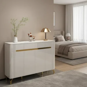 Modern Single-Sided Indoor Shoe Cabinet with Rock Board Table Top Locker and Partition