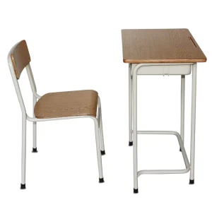 Modern Single Student Desk Chair Book Drawer Classroom Furniture for School Dining Mall Warehouse Use Wood Material