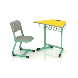 Modern Single Student Desk Chair Set for Classroom for Home Office or Living Room Metal School Furniture