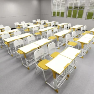 Modern Single Student Desk and Chair with Book Drawer Height Adjustment Economical Classroom Furniture