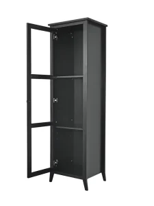 Modern Single-column Bookshelf Display Cabinet with White or Black Wood for Living Room