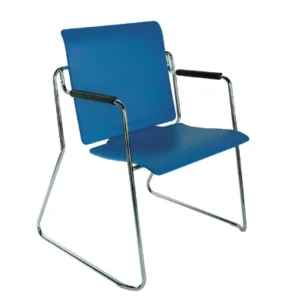 Modern Sled Base Plastic Chair Stackable Armless Metal Chrome Frame Visitor Guest Seating for Event Seminar and Conference