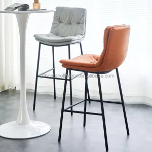Modern Sleek Minimalist Bar Stools PU Leather Seat bar Chairs for Kitchen Island Bar Area