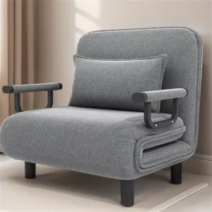 Modern Sleeper Sofa Bed 3-in-1 Linen Convertible Futon Accent Chair with Adjustable Backrest for Livingroom