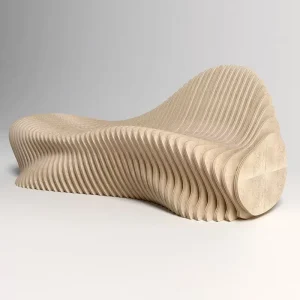 Modern Sliced Wooden Bench Custom Outdoor Commercial Furniture Public Place Leisure Waiting Benches Post for Mall Park Gym