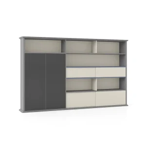Modern Sliding Door 4 Drawer Wooden Filing Cabinet for School Use Large Storage Office Furniture with Extendable Design