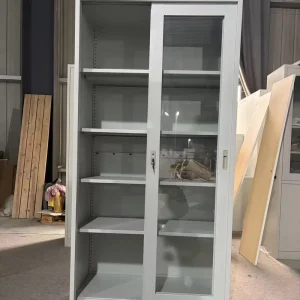 Modern Sliding Door Metal Storage File Cabinet Glass Display Corner Steel Wardrobe for Home Office Hotel Living Room Hospital
