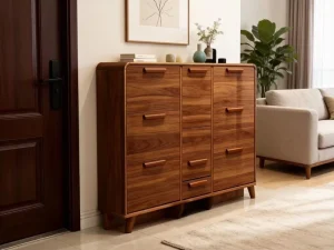 Modern Slim Adjustable Wooden Shoe Cabinet Durable Eco-Friendly Ultra-Thin Shoe Rack for Home Furniture Warehouse Storage