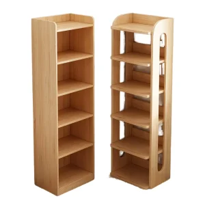 Modern Slim Bookshelf Floor and Wall Mounted Bookcase All-in-One Storage Rack for Home