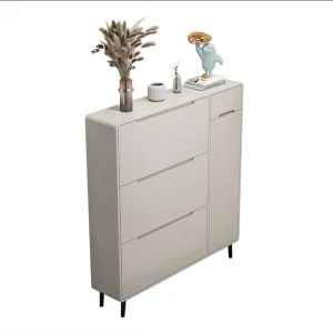 Modern Slim Flip Shoe Cabinet with Large Storage Wooden Entryway Shoe Organizer Cabinet for Hallway Home Furniture