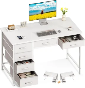 Modern Small Computer Desk for Home Office for Bedroom with X Shaped Reinforcement