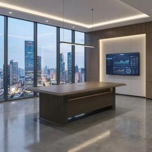 Modern Smart Conference Table CEO Boardroom Desk 3D Texture E1 MDF Power Hub Executive Office Furniture Desk
