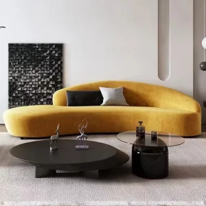 Modern Sofa Hotel Lobby Curved Sofa Indoor Furniture Velvet Fabric Sectional Couch Living Room Sofas