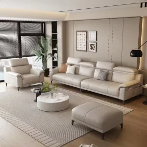 Modern Sofa Set Furniture Living Room Comfortable Backrest 3 Seater Corner Sectional Couch Home Office Hotel Leather Sofa