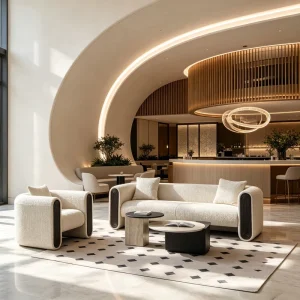 Modern Sofa Set Including Single Armchair and Hotel Lobby Reception Sofa Set Suitable for Resorts and Business Rest Areas