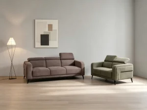 Modern Sofa Set with Fabric Cover and Sponge Filling Adjustable Headrest Comfortable Arm Living Room Office