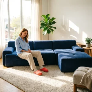 Modern Soft Fabric L Shaped Customizable Sectional Compressed Sofa Living Room Bedroom Hotel Small Apartment Workshop or Villa