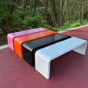 Modern Solar Outdoor Stainless Steel Wrought Iron Bench with Waterproof Backrest Anti corrosion for Mall & Patio Use