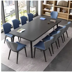 Modern Solid Large Square Conference Table Chair Combination Anti corrosion Stainless Steel Legs Six Legged Table