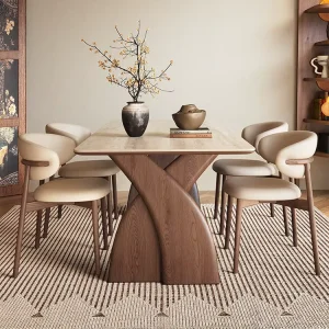 Modern Solid Oak Wood Dining Table Set Bar Le Tree Furniture Waterproof Eco Friendly Durable Design Small