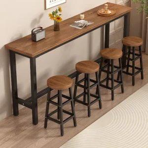 Modern Solid Oak Wood Wall Mounted Bar Table Chair Set Durable Narrow Edge Long Strip Sleek for Hotel Home Bedroom Balcony