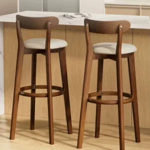 Modern Solid Wood Bar Furniture Stool with Customizable Height and Four Legged Base Simple Design for Dining Island Table Use
