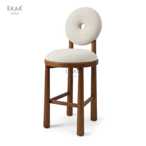 Modern Solid Wood Bar Stool Round Cutout Back High Chair Kitchen Island Barstools Hotel Bar Chair