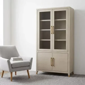 Modern Solid Wood Bookcase Customizable with an Upper and Lower Layered Design Beautiful in Shape