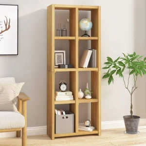 Modern Solid Wood Bookcase with 8 Storage Compartments Elegant and Beautiful and Stable Structure