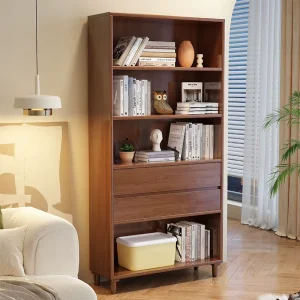 Modern Solid Wood Bookcase with Drawers Ample Storage Space Stable Structure and Affordable Price
