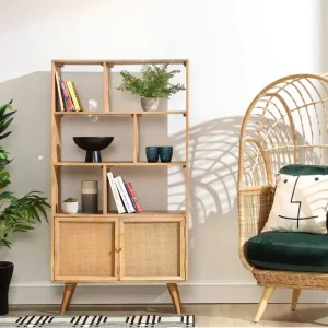 Modern Solid Wood Bookcase with Large Capacity Storage Cabinet Beautiful Shape Stable and Firm