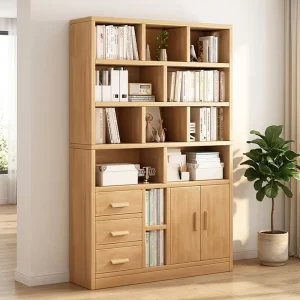 Modern Solid Wood Bookcase with Large and Abundant Storage Space Floor standing Stable and Reliable