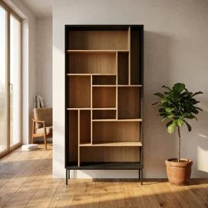 Modern Solid Wood Bookcase with a Low key Black Appearance Can Store a Large Number of Books