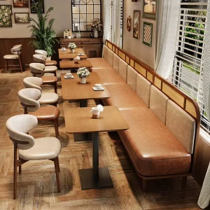 Modern Solid Wood Cafe Chair Sofa Table Set for Hotel Restaurant Bar Tea House Commercial Dining Furniture