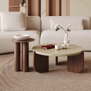 Modern Solid Wood Coffee Table with Round Corner Design Living Room Furniture Set Home Furniture Side Table