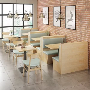 Modern Solid Wood Commercial Furniture Use Coffee Shop Sofa Booth Seating Fast Food Dining Restaurant Table School