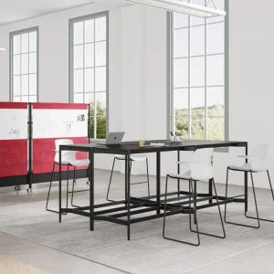 Modern Solid Wood Commercial Hotel Bar Chair Stools and L Shape Table Set