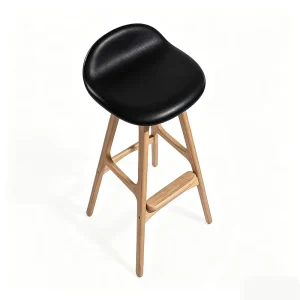 Modern Solid Wood Counter Stool Ergonomic Seat North American Ash Structure Wearable Upholstery Bar Stools Bulk Orders Accepted