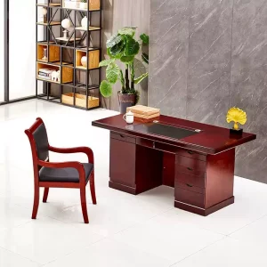 Modern Solid Wood Durable Executive Office Workstation Desk and Chair Set for Commercial Use