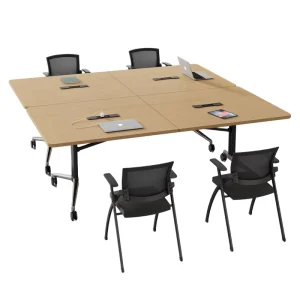Modern Solid Wood Foldable Modular Commercial Conference Table Steel Casters Eco Friendly Durable Design 5 Year Warranty