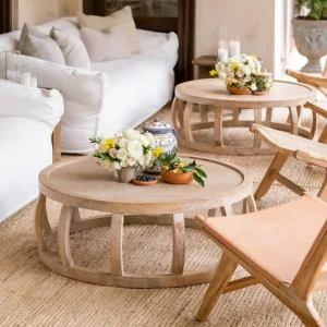 Modern Solid Wood Frame Coffee Table Round Design for Wedding & Party Events