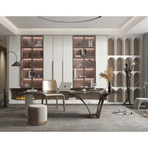 Modern Solid Wood Home Office Living Room Wall Storage Bookshelf with Luxury Design for School and Hotel Use