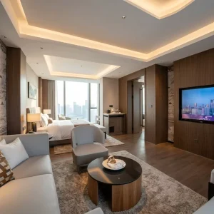 Modern Solid Wood Hotel Bedroom Furniture Sets for 5 Star Hotels Apartment Villa Use Customized Sizes